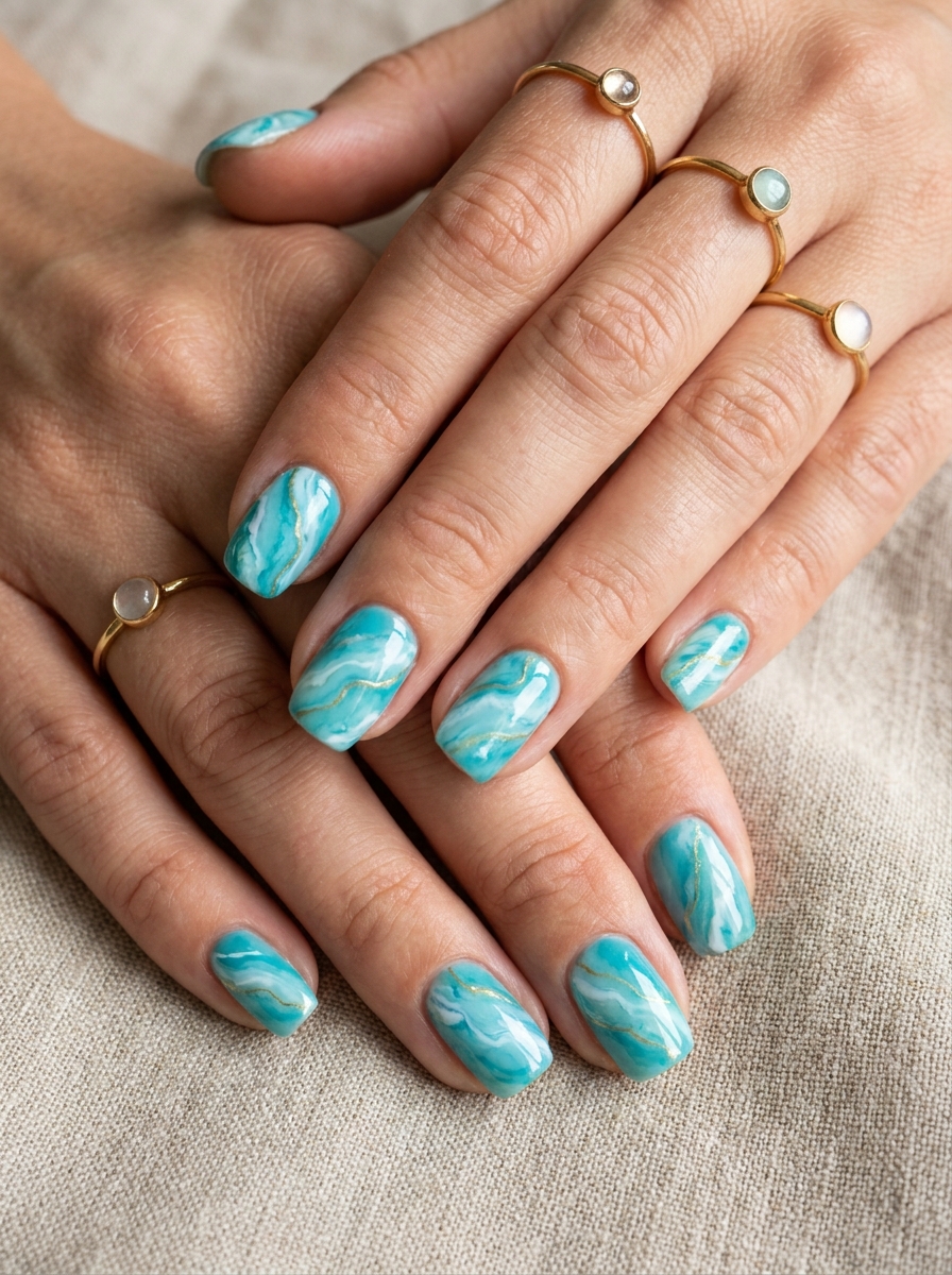 Türkis Marble Nails